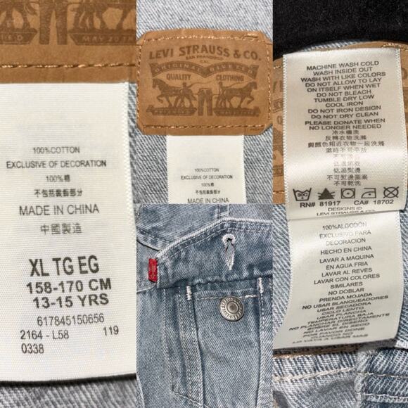 Levi’s Girls Trucker Jean Jacket Youth 13-15 Years XL Mid Wash 100% Cotton Denim - Picture 4 of 16